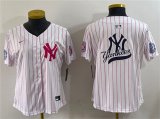Cheap Youth New York Yankees Team Big Logo White Pink Pinstripe Limited Stitched Baseball Jerseys