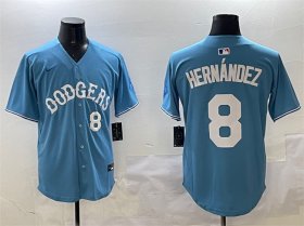 Men\'s Los Angeles Dodgers #8 Enrique Hernandez Light Blue Limited Stitched Baseball Jersey Cheap