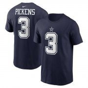 Men's Dallas Cowboys #3 George Pickens Navy T-Shirt Cheap Wholesale