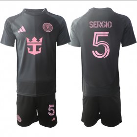 Cheap Men\'s Inter Miami CF #5 Sergio 2025 Black Away Soccer Jersey Suit