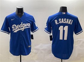 Men\'s Los Angeles Dodgers #11 Roki Sasaki Royal Cool Base Stitched Baseball Jersey Cheap