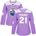 Wholesale Cheap Adidas Oilers #21 Andrew Ference Purple Authentic Fights Cancer Women's Stitched NHL Jersey