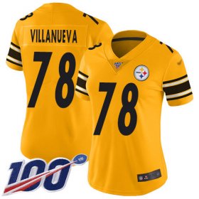 Wholesale Cheap Nike Steelers #78 Alejandro Villanueva Gold Women\'s Stitched NFL Limited Inverted Legend 100th Season Jersey