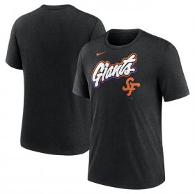 Cheap Men\'s San Francisco Giants Heather Black 2025 City Connect Tri-Blend T-Shirt