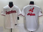 Cheap Men's Cleveland Guardians Team Big Logo White Home Limited Stitched Baseball Jersey