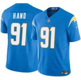 Cheap Men\'s Los Angeles Chargers #91 Da\'Shawn Hand Blue 2025 F.U.S.E. Vapor Limited Football Stitched Jersey