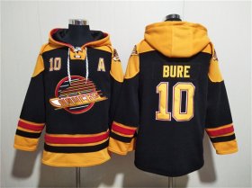 Men\'s Vancouver Canucks #10 Pavel Bure Black Ageless Must-Have Lace-Up Pullover Hoodie