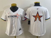 Cheap Women's Houston Astros Team Big Logo White 2025 City Connect Limited Stitched Baseball Jersey(Run Small)