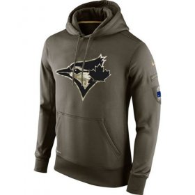 Wholesale Cheap Men\'s Toronto Blue Jays Nike Olive Salute To Service KO Performance Hoodie