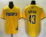 Cheap Men's Indiana Pacers #43 Pascal Siakam Yellow 2025 Finals Vapor Stitched Baseball Jersey