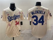 Cheap Men's Los Angeles Dodgers #34 Fernando Valenzuela Cream 2025 Tokyo Series Limited Stitched Baseball Jersey