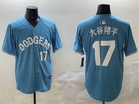 Men\'s Los Angeles Dodgers #17 Shohei Ohtani Light Blue Limited Stitched Baseball Jersey Cheap
