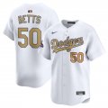 Men's Los Angeles Dodgers #50 Mookie Betts White 2025 Gold Collection Limited Stitched Baseball Jersey Cheap