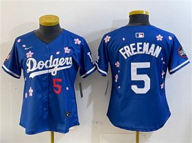 Women\'s Los Angeles Dodgers #5 Freddie Freeman Royal 2025 Tokyo Series Limited Stitched Baseball Jersey Cheap