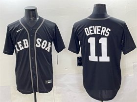 Men\'s Boston Red Sox #11 Rafael Devers Black Lights Out Limited Stitched Baseball Jersey
