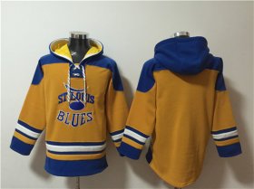 Cheap Men\'s St. Louis Blues Blank Yellow Ageless Must-Have Lace-Up Pullover Hoodie