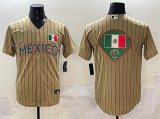 Cheap Men's Mexico Baseball Tan 2023 World Baseball Classic Team Big Logo Stitched Jerseys