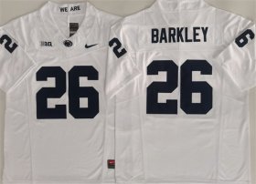 Cheap Men\'s Penn State Nittany Lions #26 Saquon Barkley White 2024 F.U.S.E. Stitched Jersey