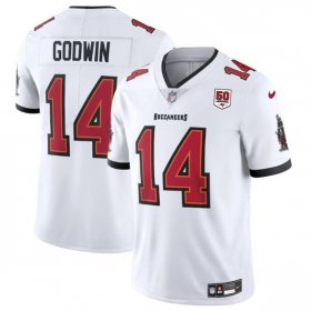 Men\'s Tampa Bay Buccaneers #14 Chris Godwin White 2025 50th Season patch Vapor Untouchable Limited Football Stitched Jersey