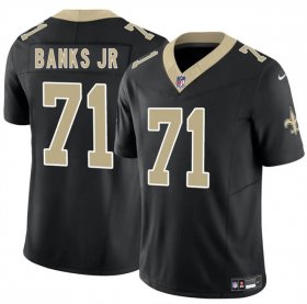 Cheap Men\'s New Orleans Saints #71 Kelvin Banks Jr Black 2025 Draft F.U.S.E. Vapor Limited Football Stitched Jersey