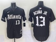 Cheap Men's Atlanta Braves #13 Ronald Acuna Jr. Black Gothic South x Outkast Edition Vapor Limited Stitched Baseball Jersey