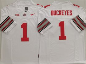 Cheap Men\'s Ohio State Buckeyes #1 Buckeyes White 2025 F.U.S.E. Limited Stitched Jersey