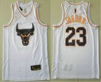 Wholesale Cheap Men's Chicago Bulls #23 Michael Jordan White Golden Nike Swingman Stitched NBA Jersey