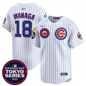 Men\'s Chicago Cubs #18 Shota Imanaga White 2025 Tokyo Series Limited Stitched Baseball Jersey Cheap