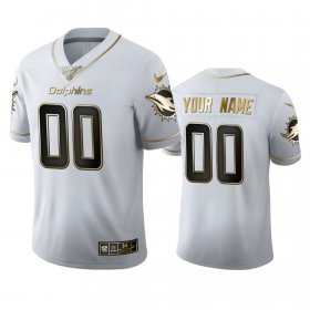 Wholesale Cheap Miami Dophins Custom Men\'s Nike White Golden Edition Vapor Limited NFL 100 Jersey