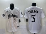 Men's Los Angeles Dodgers #5 Freddie Freeman White 2025 LA Gothic Style With 2024 World Series Champions Patch Vapor Premier Limited Stitched Baseball Jersey Cheap Wholesale