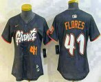 Cheap Women's San Francisco Giants #41 Wilmer Flores Number Black 2025 City Connect Limited Stitched Jersey