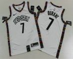 Wholesale Cheap Men's Brooklyn Nets #7 Kevin Durant NEW White 2020 City Edition Swingman Printed NBA Jersey