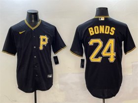 Men\'s Pittsburgh Pirates #24 Barry Bonds Black Cool Base Stitched Baseball Jersey Cheap
