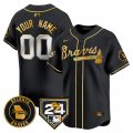 Men's Atlanta Braves Customized Black Gold 2024 Spring Training Patch Limited Stitched Baseball Jersey Cheap Wholesale