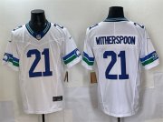 Men's Seattle Seahawks #21 Devon Witherspoon White F.U.S.E. Throwback Vapor Limited Football Stitched Jersey Cheap Wholesale