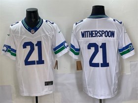 Men\'s Seattle Seahawks #21 Devon Witherspoon White F.U.S.E. Throwback Vapor Limited Football Stitched Jersey Cheap Wholesale