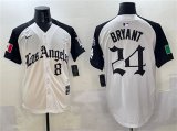 Cheap Men's Los Angeles Dodgers Front #8 Back #24 Kobe Bryant White Black Mexico 2025 LA Gothic Style With Fernando Patch Vapor Premier Limited Stitched Baseball Jersey