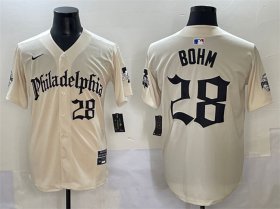 Men\'s Philadelphia Phillies #28 Alec Bohm Cream Gothic Vapor Limited Stitched Jersey