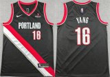 Cheap Men's Portland Trail Blazers #16 Yang Hansen Black Icon Edition Stitched Basketball Jersey
