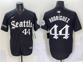 Cheap Men\'s Seattle Mariners #44 Julio Rodriguez Black \'Deep Sea Gothic Edition\' Vapor Premier Limited Stitched Baseball Jersey