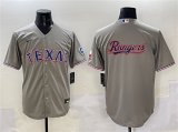 Cheap Men's Texas Rangers Team Big Logo Gray With Patch Cool Base Stitched Baseball Jersey