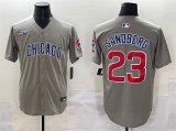 Cheap Men's Chicago Cubs #23 Ryne Sandberg Grey Limited Stitched Baseball Jersey