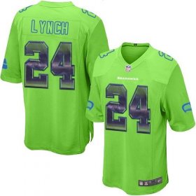 Wholesale Cheap Nike Seahawks #24 Marshawn Lynch Green Alternate Men\'s Stitched NFL Limited Strobe Jersey