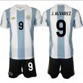 Men's Argentina #9 Julian Alvarez White Blue 2024-25 50th Anniversary Home Soccer Jersey Suit Cheap
