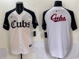 Cheap Men's Chicago Cubs Team Big Logo White Black 'Gothic North Side Edition' Vapor Premier Limited Stitched Baseball Jersey