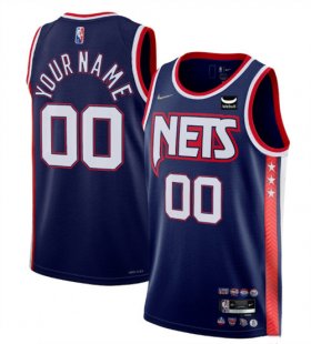 Wholesale Cheap Men\'s Brooklyn Nets Active Player Custom 2021-2022 Navy Swingman City Edition 75th Anniversary Stitched Basketball Jersey
