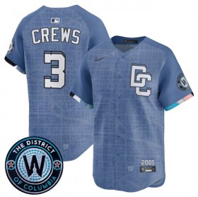 Men\'s Washington Nationals #3 Dylan Crews Blue 2025 City Connect Limited Stitched Baseball Jersey Cheap