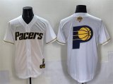 Cheap Men's Indiana Pacers Team Big Logo White Gold 2025 Finals Vapor Stitched Baseball Jersey