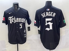 Cheap Men\'s Texas Rangers #5 Corey Seager Black Mexico 2025 Vapor Premier Limited Stitched Baseball Jersey