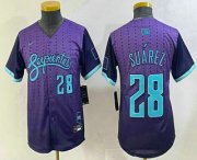 Cheap Youth Arizona Diamondbacks #28 Eugenio Suarez Number Purple 2025 City Connect Limited Jersey